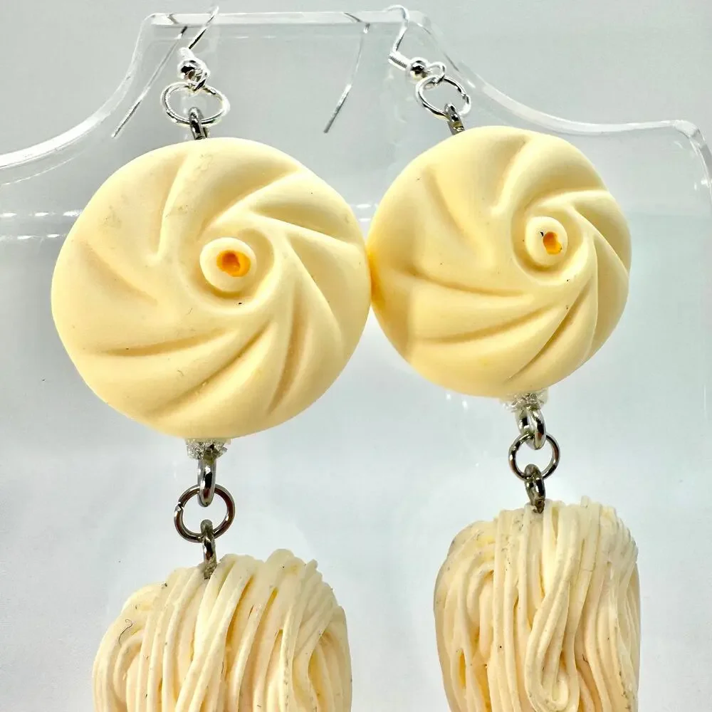 Dumpling & Noodle Earrings - Cute Foodie Dangles - Cozy Asian Aesthetic